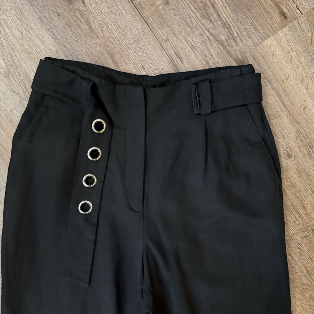 Sandro • Belted Wide Leg Cuffed Cropped Trousers - Picture 3 of 15